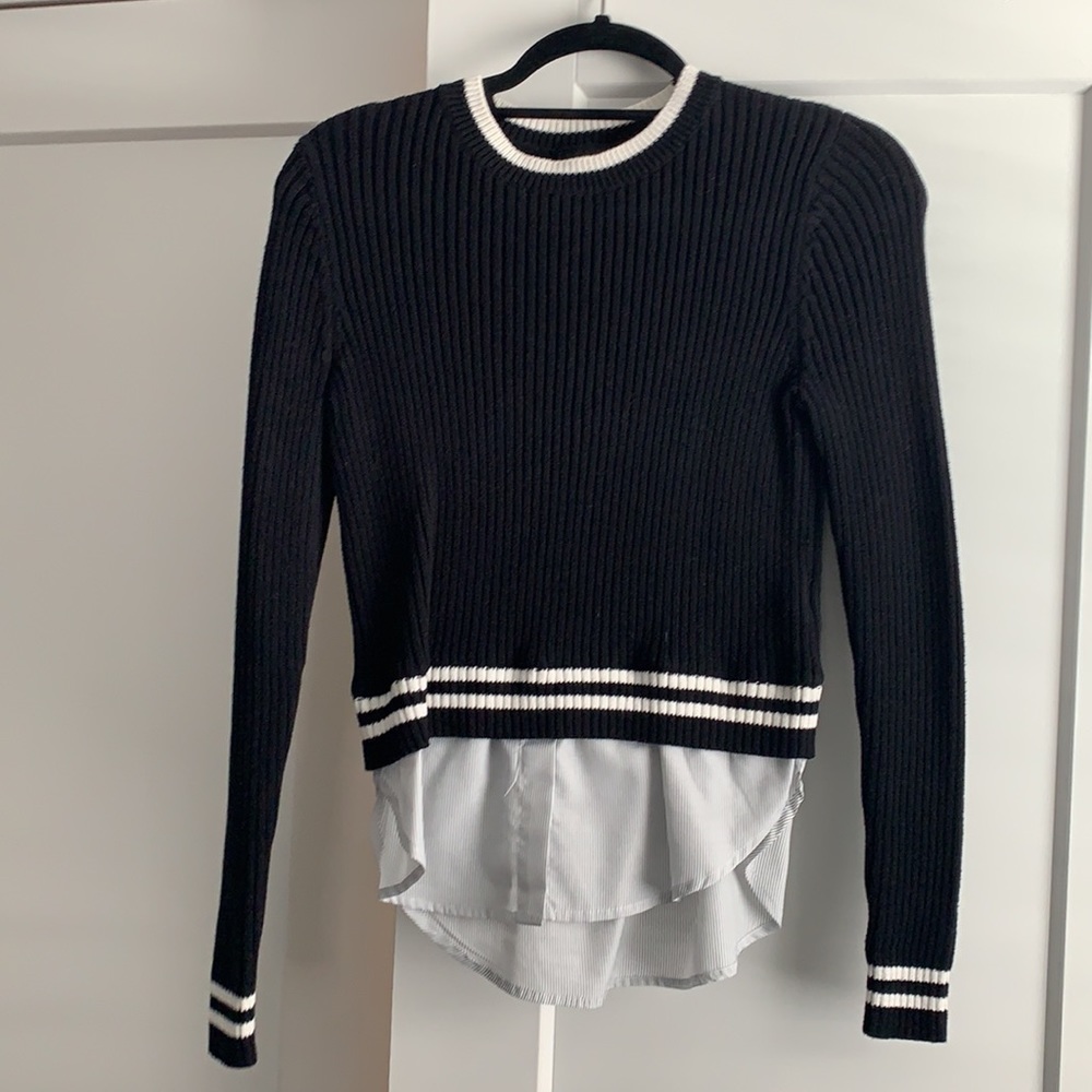 TOP SHOP Black/White Ribbed Long Sleeve